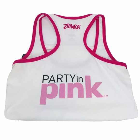 Zumba Fitness Breast Cancer Awareness Tank top S white and pink - Picture 3 of 5